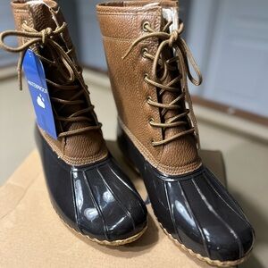 JBU by Jambu Womens Maplewood Faux Leather Lace-Up Rain Boots Shoes size 9.5